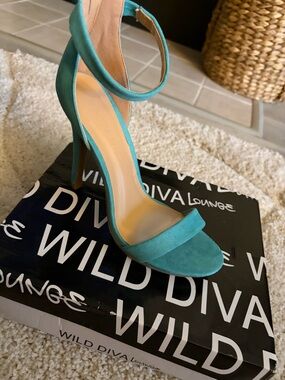 DIVA Lounge Teal Open-Toe Ankle-Strap Heels